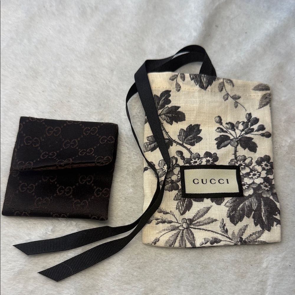 GUCCI Drawstring Linen Pouch and smaller GUCCI jewelry envelope pouch